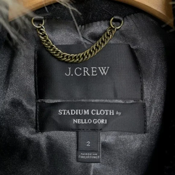 J Crew Chateau Black Wool Stadium Cloth Parka Fur Hood Coat‎ - Picture 3 of 16